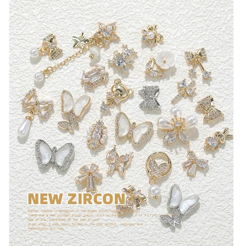 10 bucăți Fluture Zircon Decor unghii Bijuterii Zircon Cristal Perle Pandantiv Manichiura Strass de înaltă calitate Accesorii