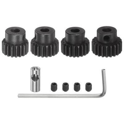 Uxcell 32P Pinion Gear Set, 5mm Shaft, 18T, 19T, 20T, 21T Motor Gear, Hardened Steel Pinion Gear with 3.17mm Coupler for RC Car (4 Pieces)