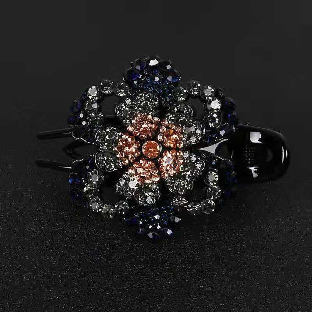

Acrylic Female Hair Clip Ponytail Holder Rhinestone Hair Claw Flower Duckbill Clip Hair Accessories чёрный