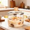 High-Temperature Resistant Double-Handled Glass Pot for Direct Fire and Gas Stove, High Borosilicate Transparent Stew and Soup Pot