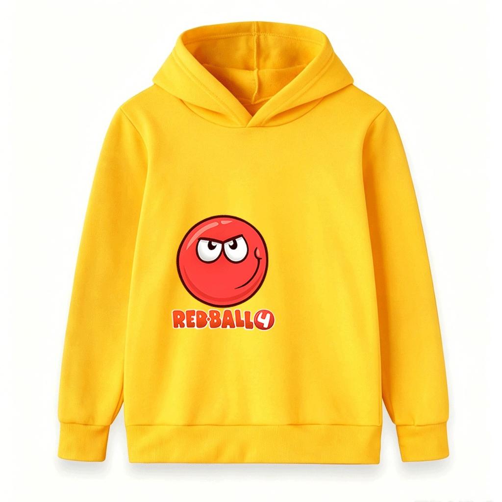 Kids Boys Girls Casual Hoodie Red Angry Smile Ball Print Pullover Sweatshirt Soft Long Sleeve Warm Hooded Top for Children