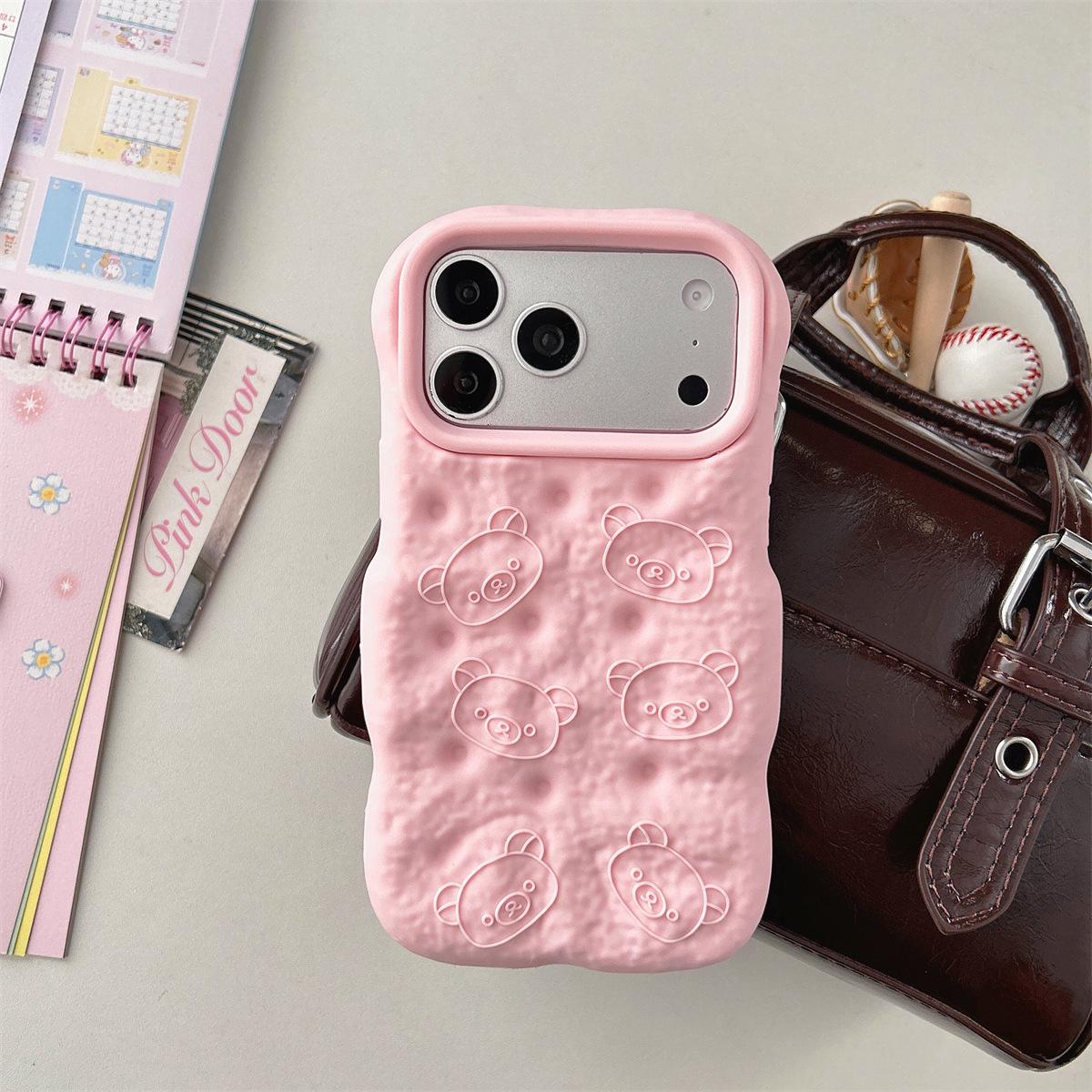 

Cartoon Embossed Bread Bear Head Phone Case for iPhone 14/13/12/PRO Max 13Pro