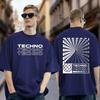 Unisex Techno Rave Music Optical Tunnel Graphic Tee Front Back Print Oversized Streetwear Short Sleeve Tshirt