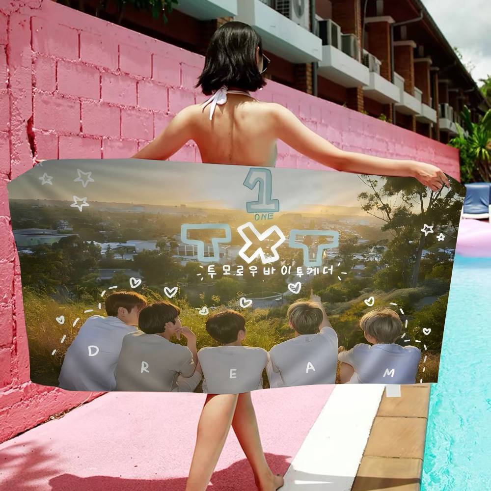 Kpop T-Tomorrow X T-Together TXT Microfiber Beach Towel Absorbent Quick Dry Soft Yoga Swimming Resort Mountain Climbing Towel
