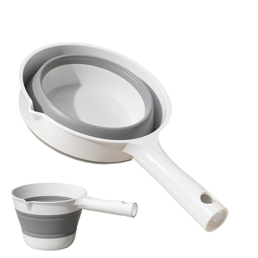 Folding Plastic Water Scoop Long Handle Folding Bath Ladles Kitchen Water Scoop Dipper Washing Camping Tools