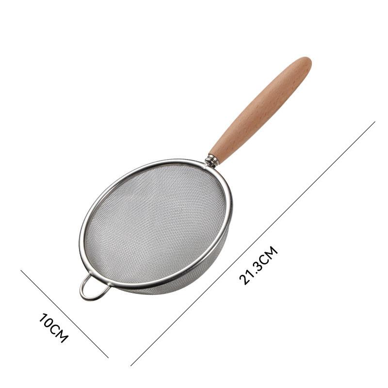 Stainless Steel Colander with Wooden Handle Multi-function Filter Mesh Flour Sieve Baking Tools Heat Oil Insulation Grid