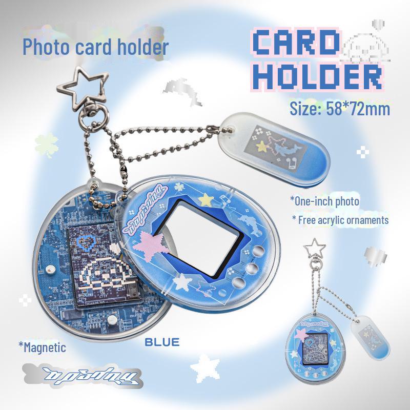 

Мини-фотодержатель OOPSDAY Retro Tamagotchi с подвеской в виде звезды синий