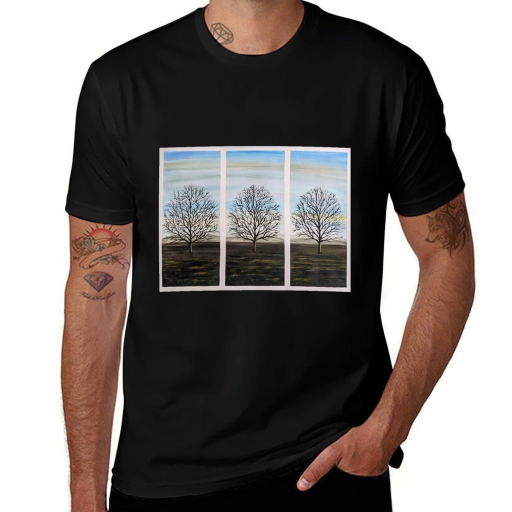 Tree Triptych Tshirt Thanksgiving Casual Tee