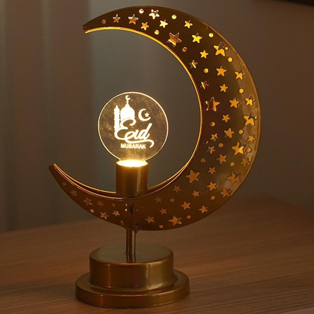 Bedside Lunar Lamp Acrylic+Iron Moon Shaped LED Table Lamp Crescent Night Light for Home Bedroom