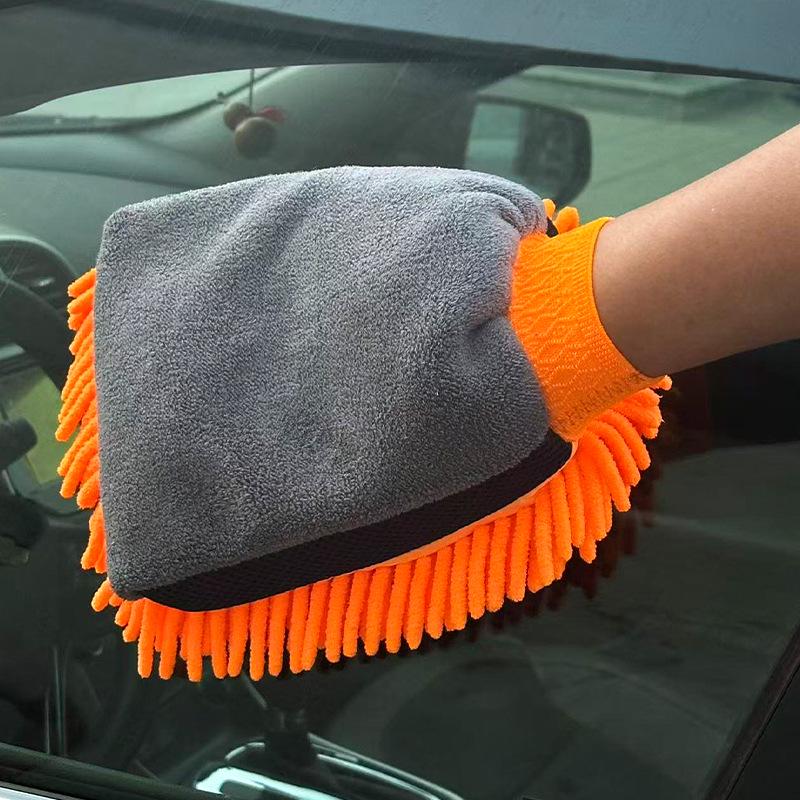 

Bear Paw Chenille Fleece Car Wash Gloves - Gentle on Car Paint, Perfect Cleaning Tool 28x20 cm оранжевый