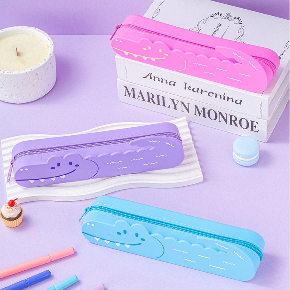 Large Capacity Pencil Case Silicone Stationery Box Desktop Organizer Pen Pouch  Children