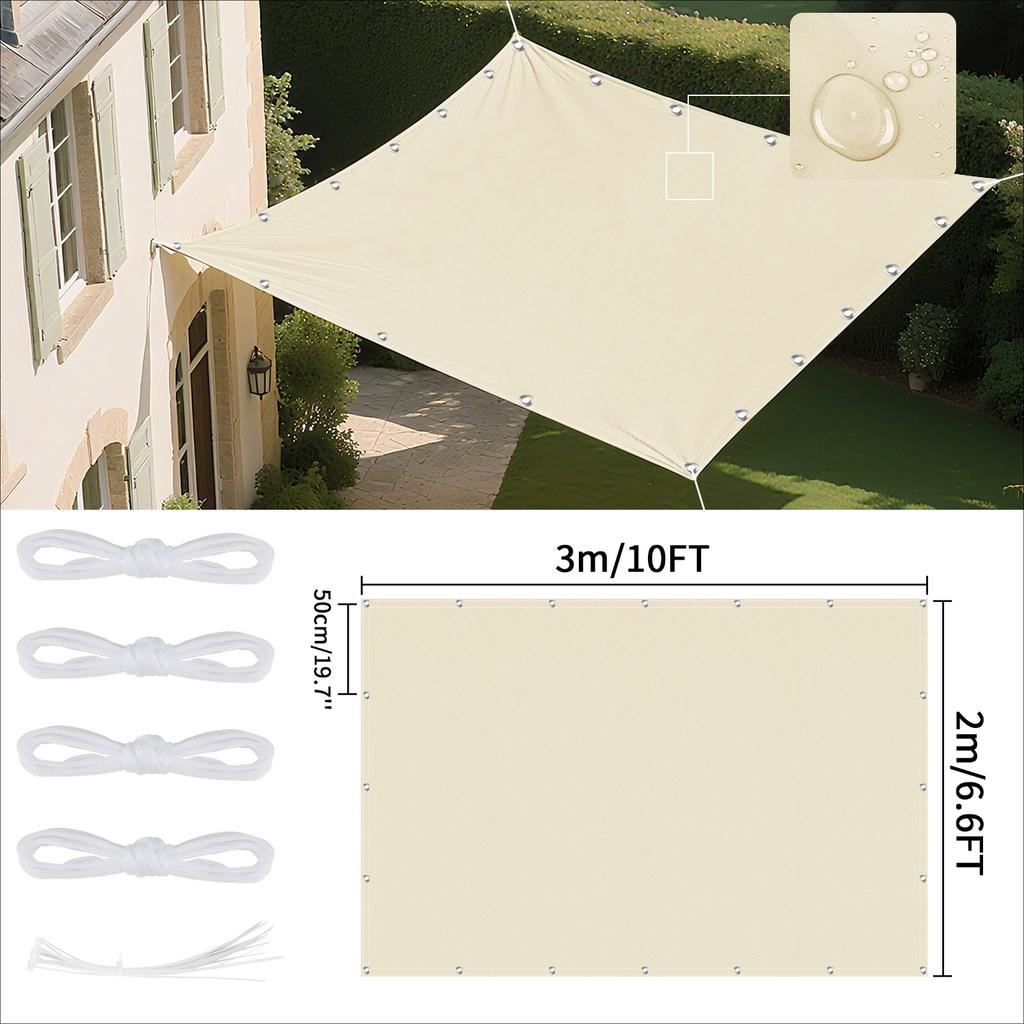 Waterproof Shade Sail with Grommets Tent Tarp Cover Sunshade Cloth Awning Canopy for Outdoor Garden Patio Camping Hiking Shelter