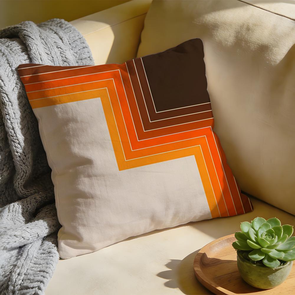 Cushion Cover  Washed Linen  Soft Breathable Decorative Case For Sofa Home Rainbow Series Geometric Print Pillow cover