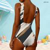Women Plus Size Geometric Printed High Round Neck Sleeveless One Piece Swimsuit