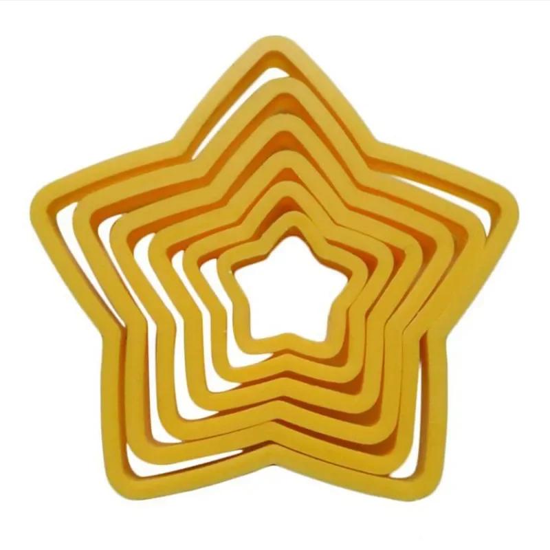 6pcs/ Set Christmas Tree Cookie Cutter Mold Xmas Plastic DIY 3D New Year Biscuits Gingerbread Maker Stamp Baking  Accessories