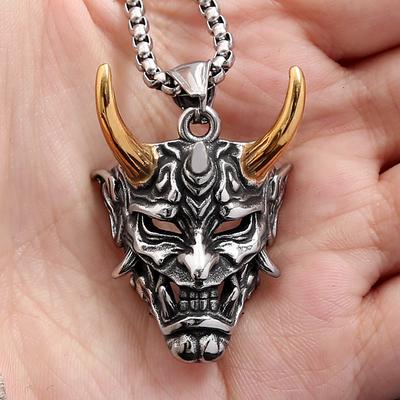 Collier Pendentif Masque Fantôme Rétro Gothique en Acier Inoxydable Pour Hommes Garçons Punk Crâne Colliers Bijoux Horreur Cadeau Halloween