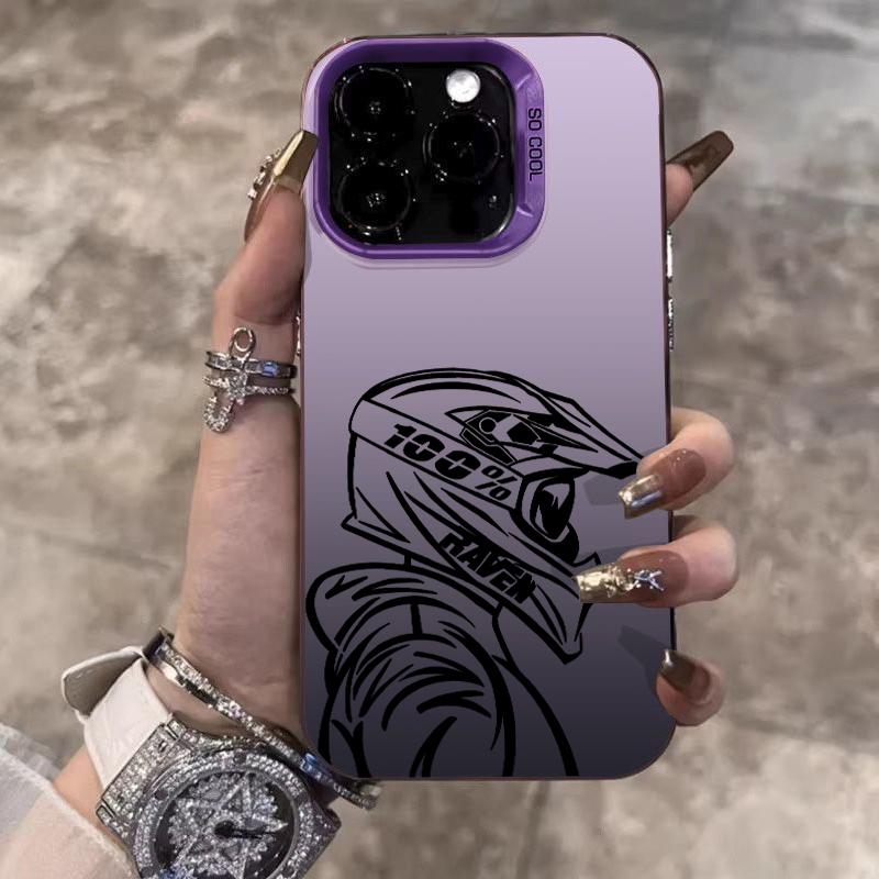 Trendy Motorcyclist Helmet Pattern Phone Case For iPhone 17 Pro Max 11 12 13 14 15 16 Plus XS XR X 17 Air 16E Shockproof Cover