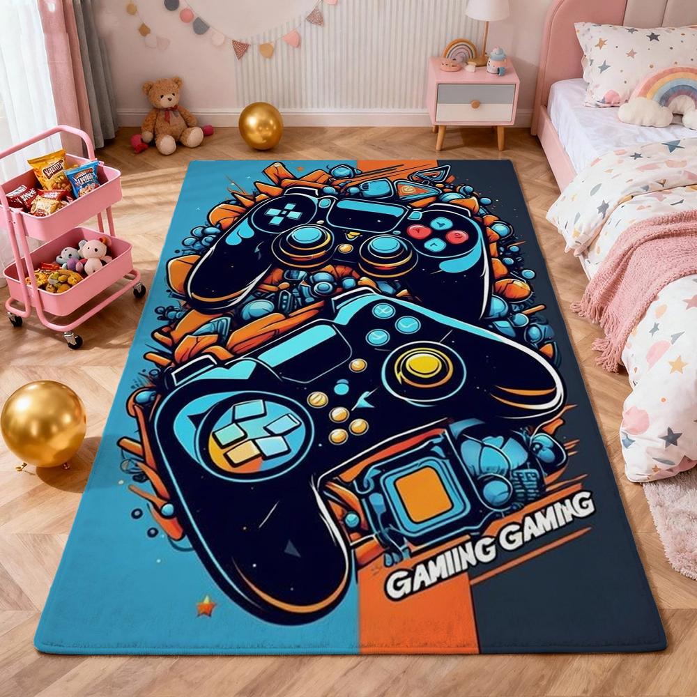 Colorful Game Controllers Patterned Rug Absorbent Nonslip Carpet For Bedroom Kitchen Bathroom Home Decor Halloween Gift
