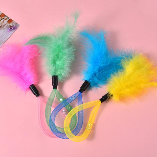 2Pcs Feather Cat Toys with Bells Interactive Spring Teaser Wand for Kittens Cats Interactive Cat Hunting Instinct Play Toy Colorful Pet Supplies