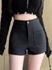 Women's High Waist Black Suit Shorts - Autumn/Winter 2024 A-Line Hip-Hugging Bootcut
