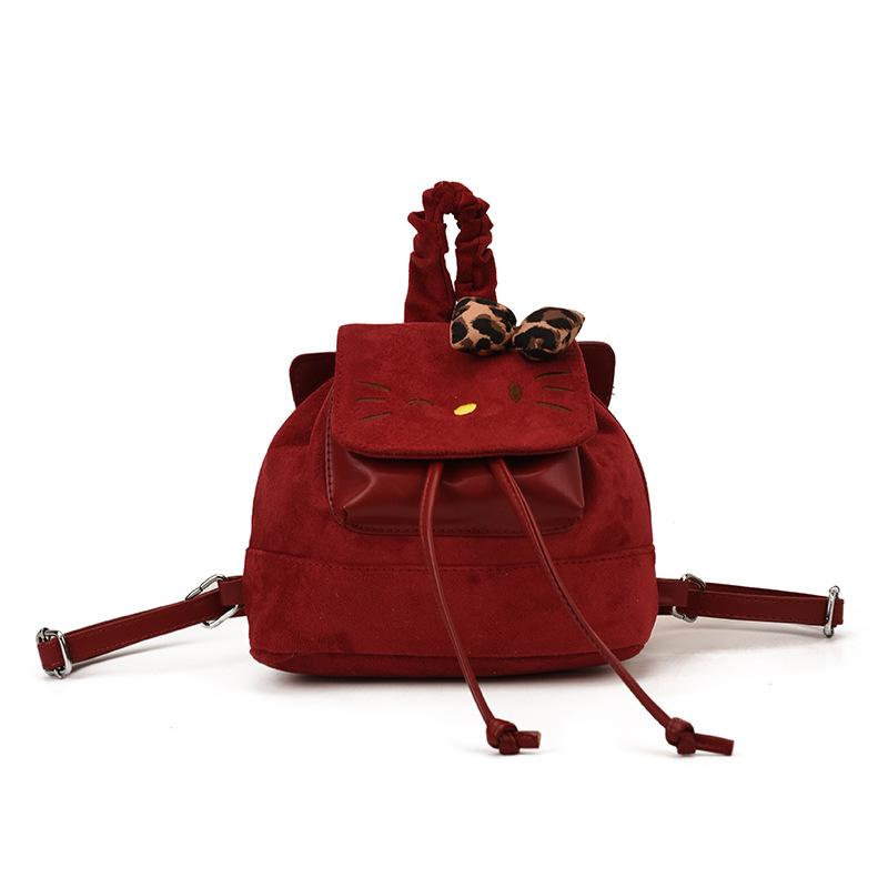 

Cute Girl Heart Cat Backpack Autumn And Winter Suede Children S Backpack Foreign Style Bow Children S Backpack красный