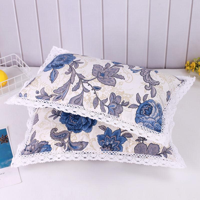 Thickened Pure Cotton Old Coarse Fabric Lace Pillowcase, A Pair of Student and Children's Dormitory Cotton Pillow Covers