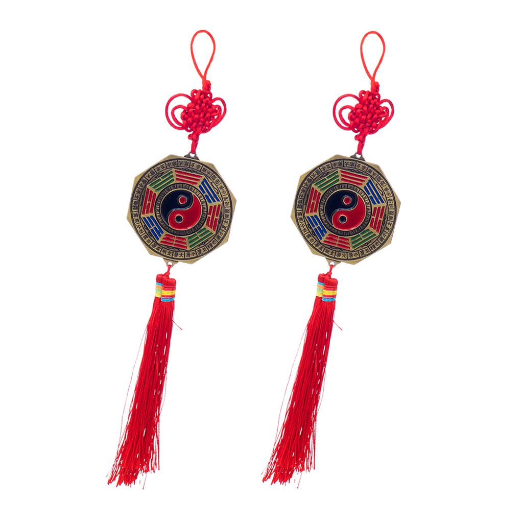 7cm Bagua Bagwa Mirror Chinese Knot Good Luck Blessing Home Hanging Decor X2