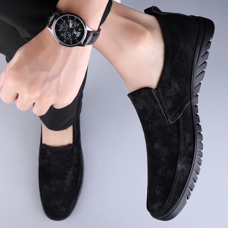 

Мужская обувь 2025 лето новая мужская обувь без шнурков на плоской подошве с мягким верхом повседневная кожаная обувь для ежедневной носки дезодорирующая обувь Doudou 36 чёрный