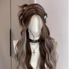 Grey Gold Highlights Big Wave Long Curly Hair Synthetic wig-Lolita Long Straight Hair Breathable Chemical Fiber Headgear