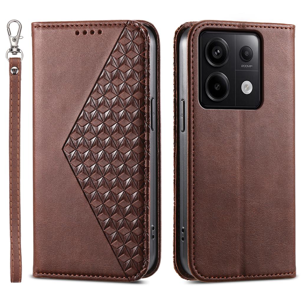 For Xiaomi Redmi Note 13 Pro 5G/Poco X6 5G Case Wallet Magnetic Leather Cover Rhombus Pattern