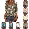 Women's V Neck 3/4 Sleeve Casual Loose Fit Top Lightweight Floral Print Shirt Blouse for Everyday Wear