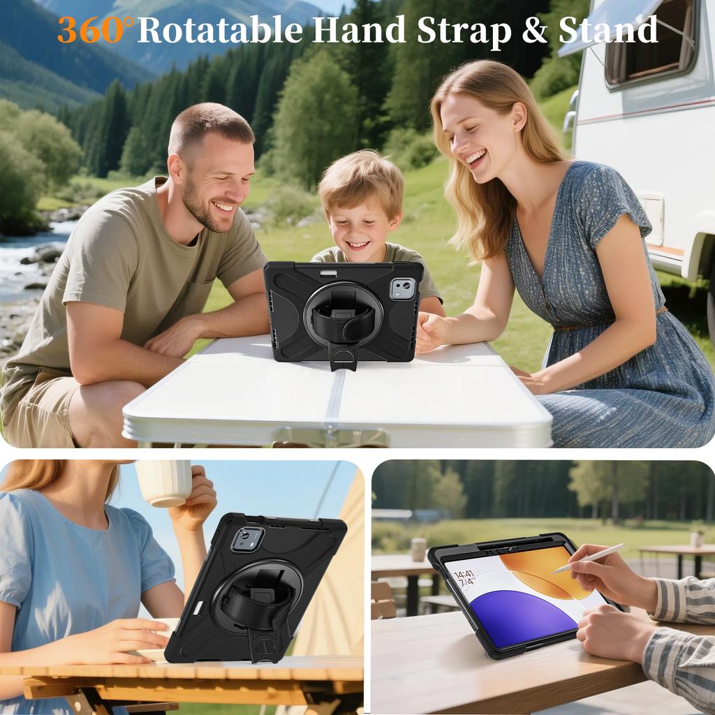 Rugged Stand Case Universal for Xiaomi Pad 7S Pro 12.5 2025 6S Pro 12.4 2024 24018RPACG 360 Rotating Cover with Shoulder Strap