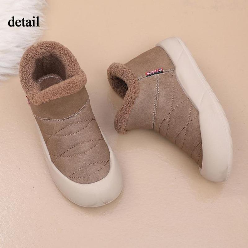 Ladies Winter Platform Snow Boots Anti Slip Warm Faux Fur Lining Ankle Booties Casual PU Leather Comfortable Fuzzy Walking Short Boots