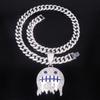European American Hip Hop Jewelry Ice Face Enamel Emoji Pendant Men Hipster Street Rap Full Diamond Cuban Chain Necklace