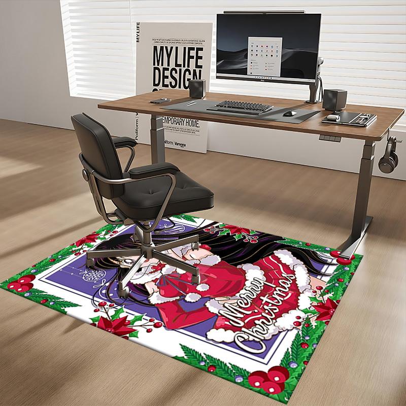 1pc Merry Christmas! Usagi Tsukino Sailor Moon Anime Cartoon Design Office Chair Mat, Non-Slip Carpet for Home Decor, Suitable for All Seasons.O029