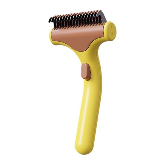 Pet Detangling Comb for Cats Dogs Double-Sided Knot-Opening And Hair Removal Grooming Tool with Self-Cleaning Button Non-Slip Handle Tangle-free Pet