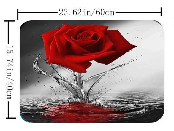 Red Rose Bathroom Four-piece Set - Avant-garde Waterproof Shower Curtain, creating a complete bathroom kit
