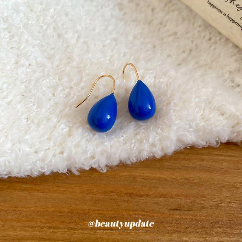 New Blue Oil Drop Ear Hook Retro Niche Design Earrings Light Luxury High-end Commuter Earrings Wholesale