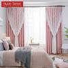 A Set of Nuan Series Hollow Star Blackout Curtain and Lace Sheer Curtains Integrated Gauze Curtain and Curtain for Living Room Bedroom Home Decor