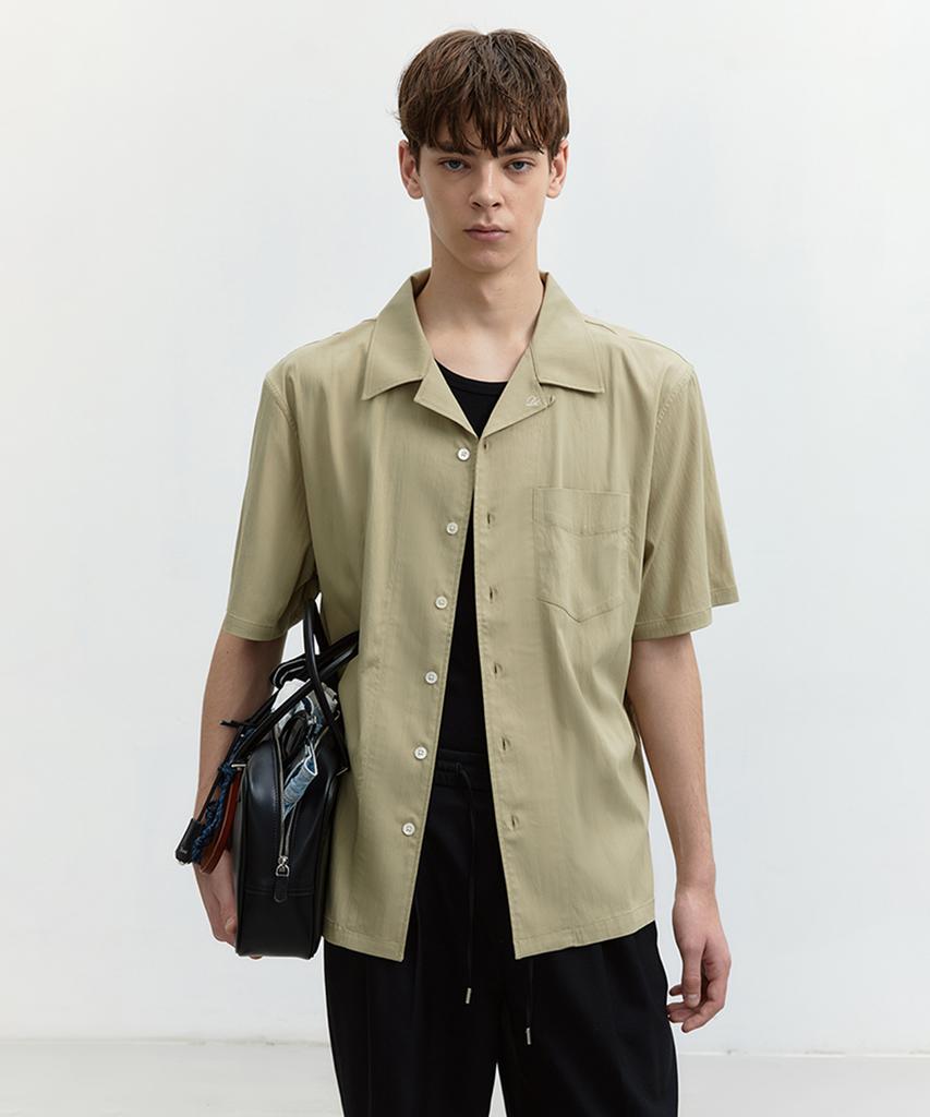Deonseuteupomaen Open Collared Out-Pocket Shirt Soft Khaki_M_Udsh4B322K1