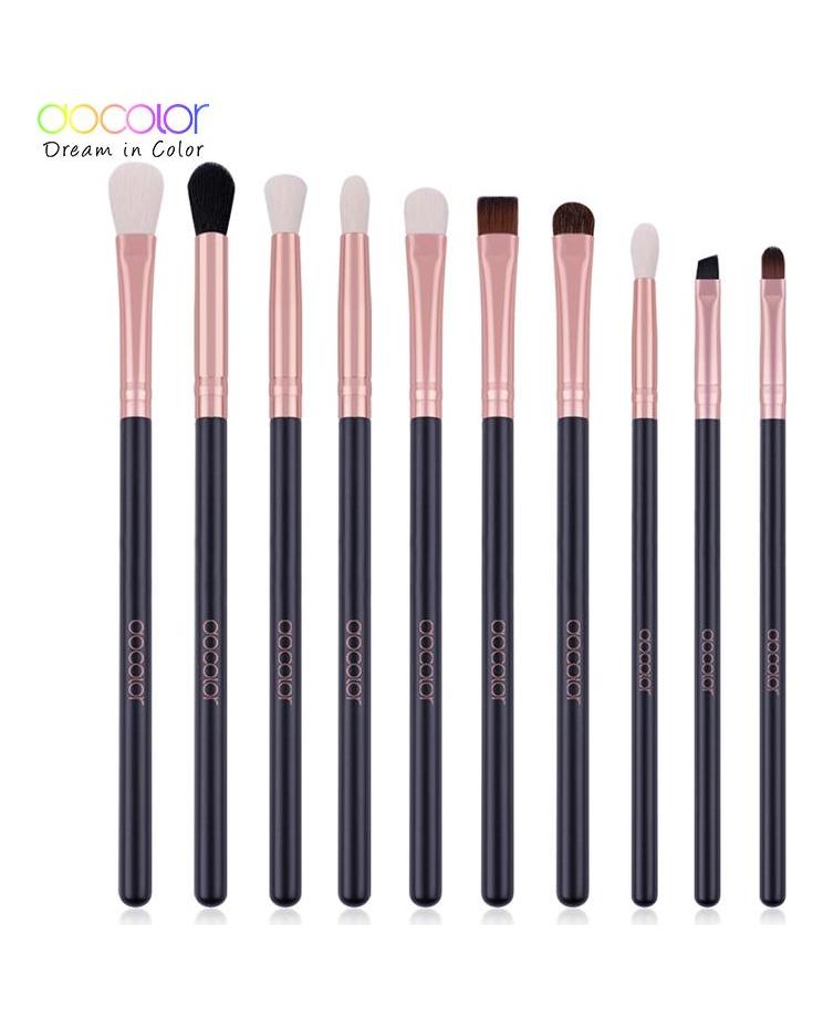Docolor 10pcs Eyeshaow Make Up Brushes Set Rose Gold Eye Shadow Blending Make Up Brushes Soft Synthetic Hair For Women Beauty