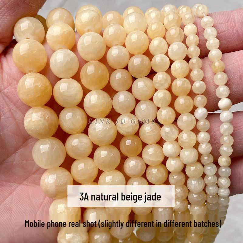 Yellow Chalcedony Round Jade Beads - Loose Semi-finished DIY Jewelry Accessories