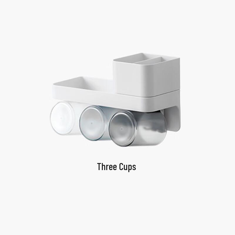 Wall-Mounted Punch-Free Toothbrush Holder with Cups
