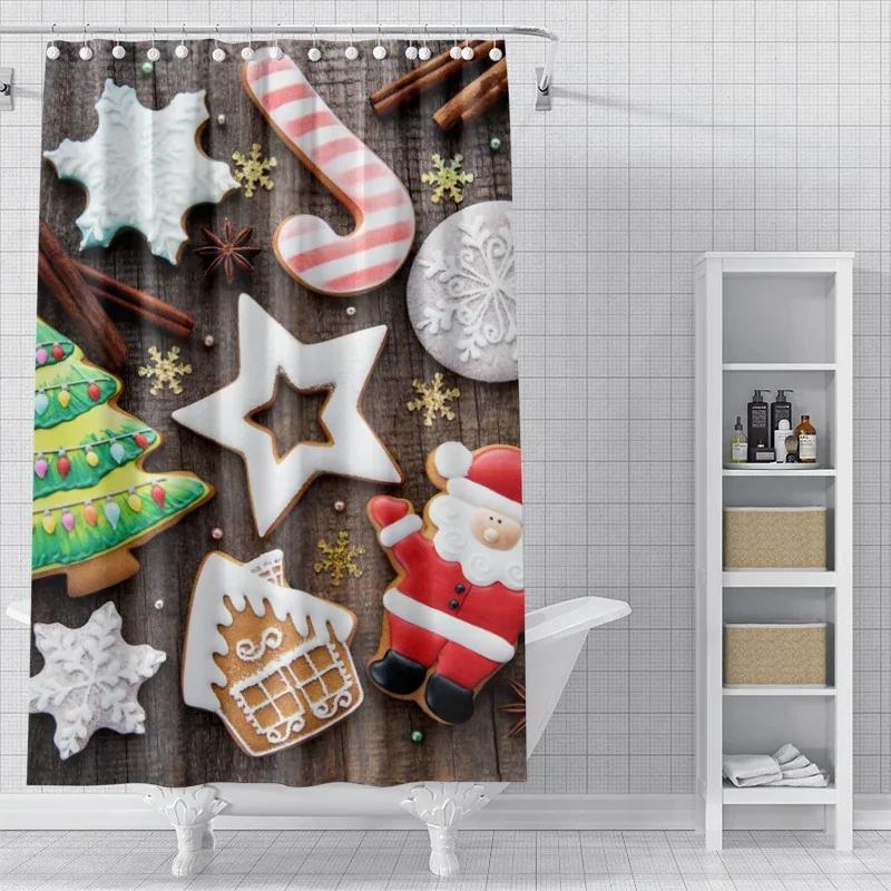 Home shower curtains for bathroom waterproof curtain fabric Modern Nordic style Living Room winter decoration Merry Christmas