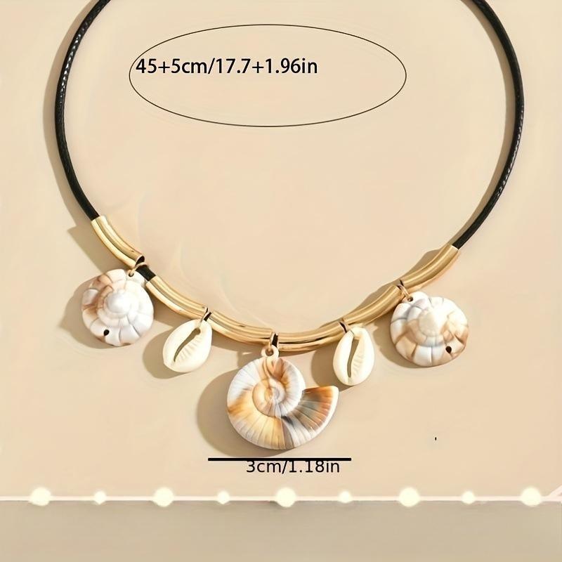 Trendy leopard print resin white shell splicing round multi-pendant fashion necklace jewelry