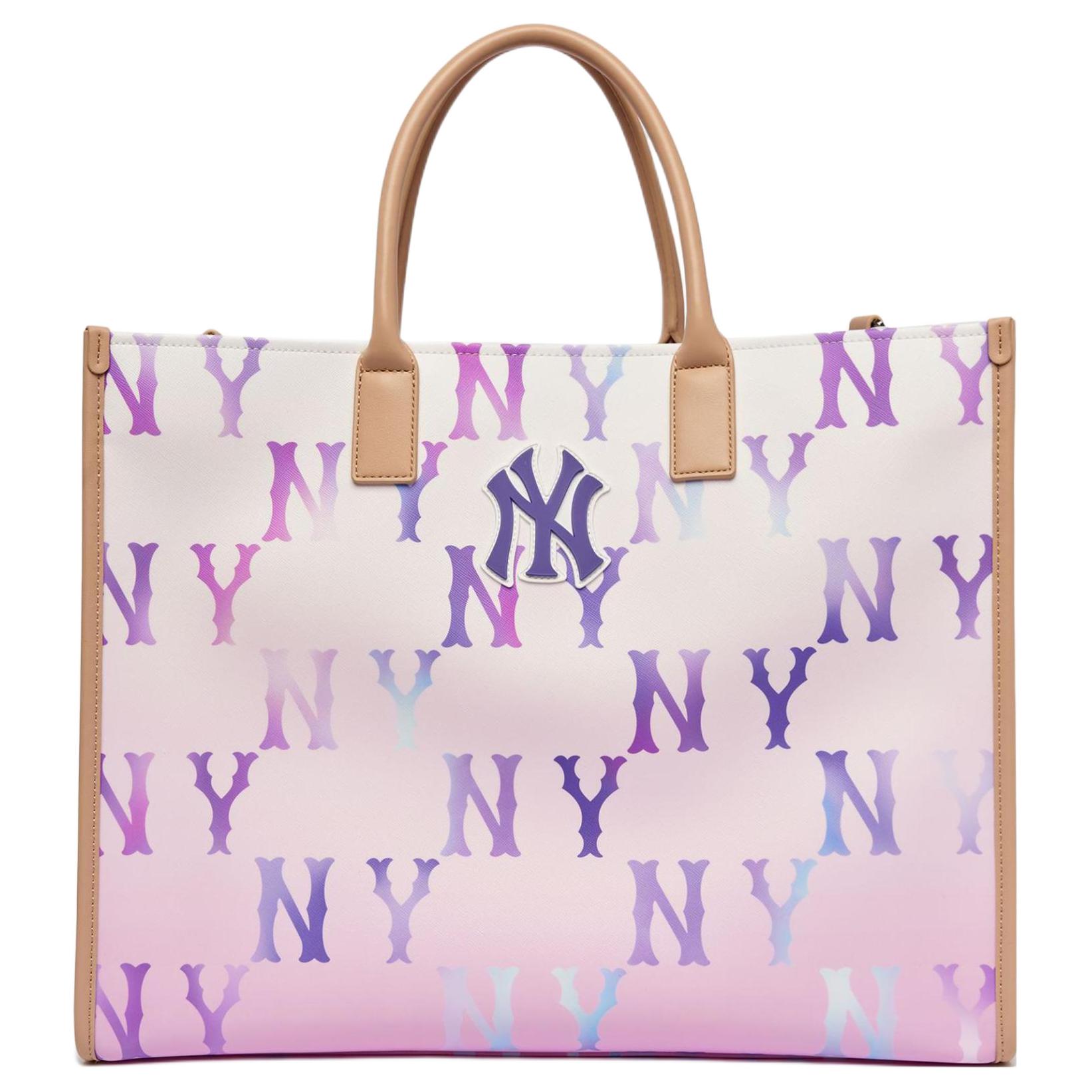 

MLB New York Yankees Logo Decoration Large Capacity Crossbody Fashion Casual Versatile Canvas Shoulder Tote Bag Unisex Bags 3AORL0233-50VOS Pink Purple
