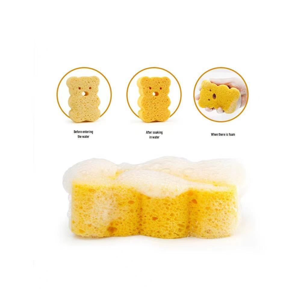 Adorable Cartoon Compressed Wood Pulp Children's Bath Sponge - Water Absorbent & Soft Scouring Pad