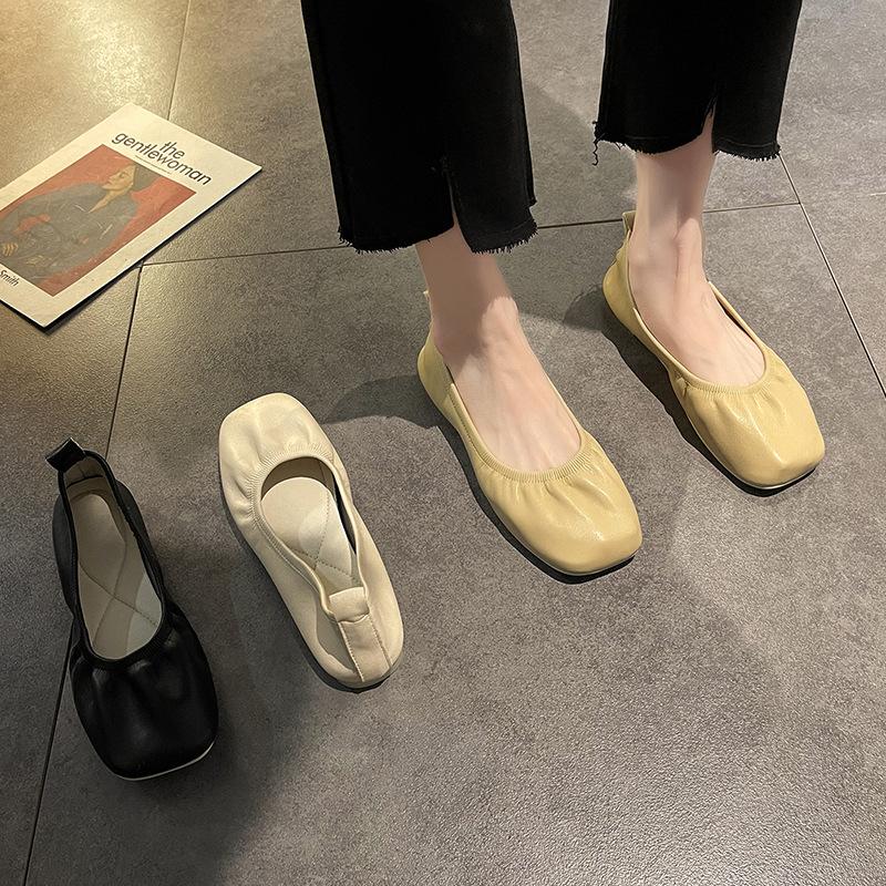 Doudou shoes women's new versatile flat-soled grandma shoes in the summer of 2025, comfortable soft-soled shallow-mouth ladyshoes, round-toed singl