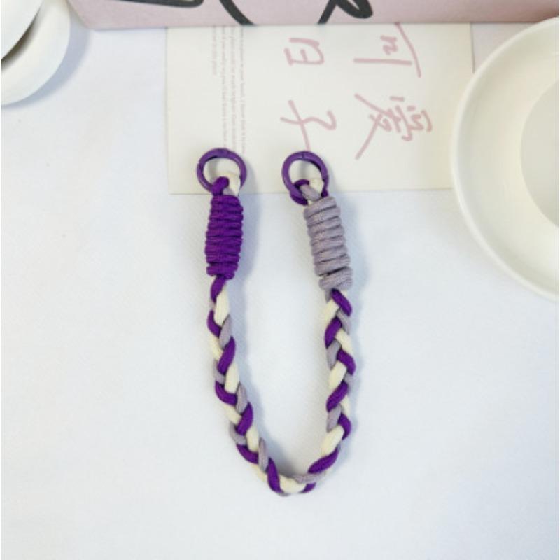 Dopamine Color Braided Three-strand Twist Short Rope Mobile Phone Lanyard Water Cup Keychain Universal Portable