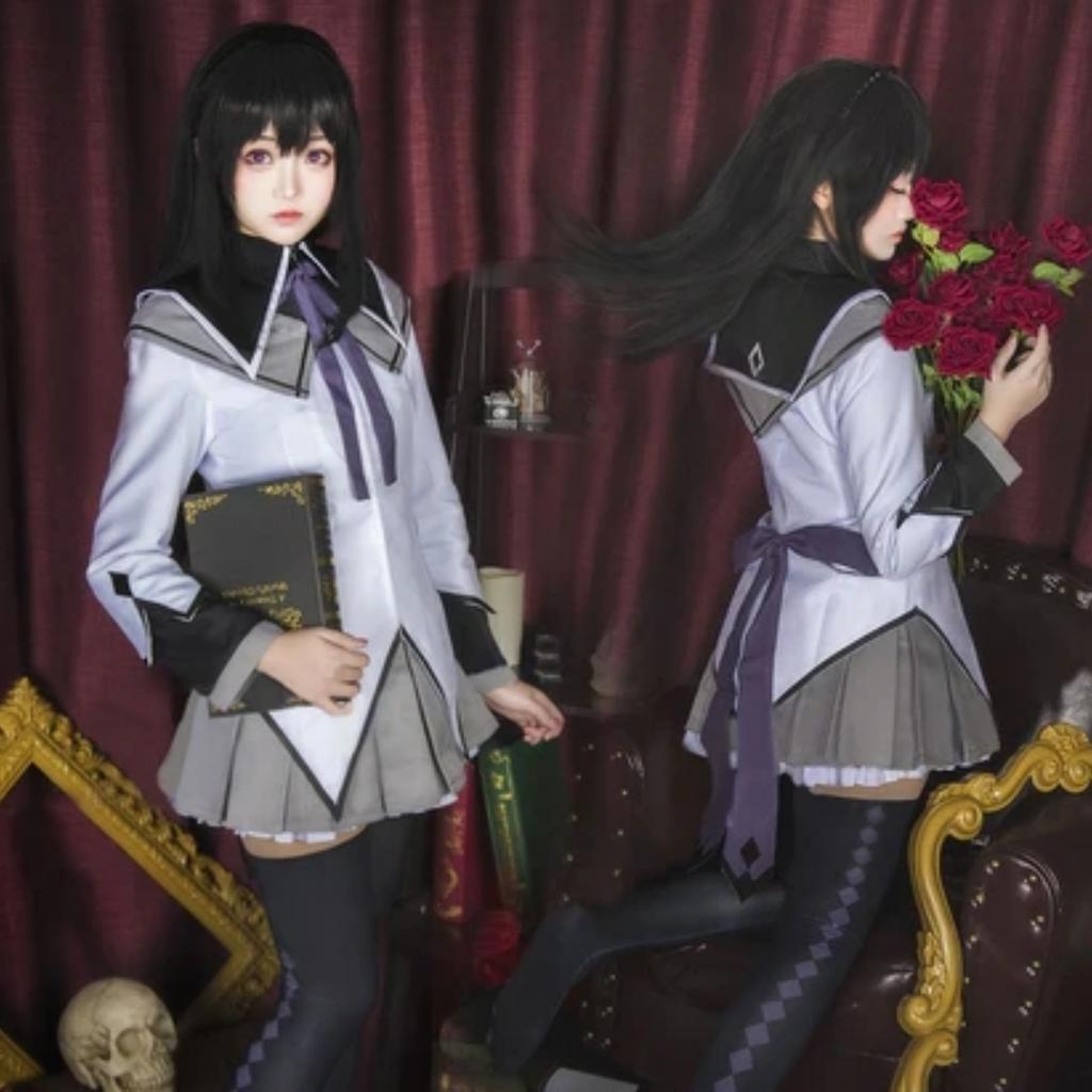Akemi Homura Cosplay Costume Fighting Uniform Stockings  Akemi Homura Outfits